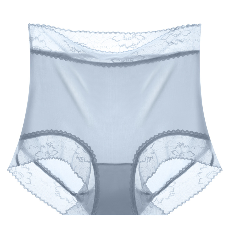 Nueva seda de hielo sin costuras ropa interior de cintura alta de las mujeres encaje desnudo ligero transpirable levantamiento de la cadera más tamaño triángulo ropa interior