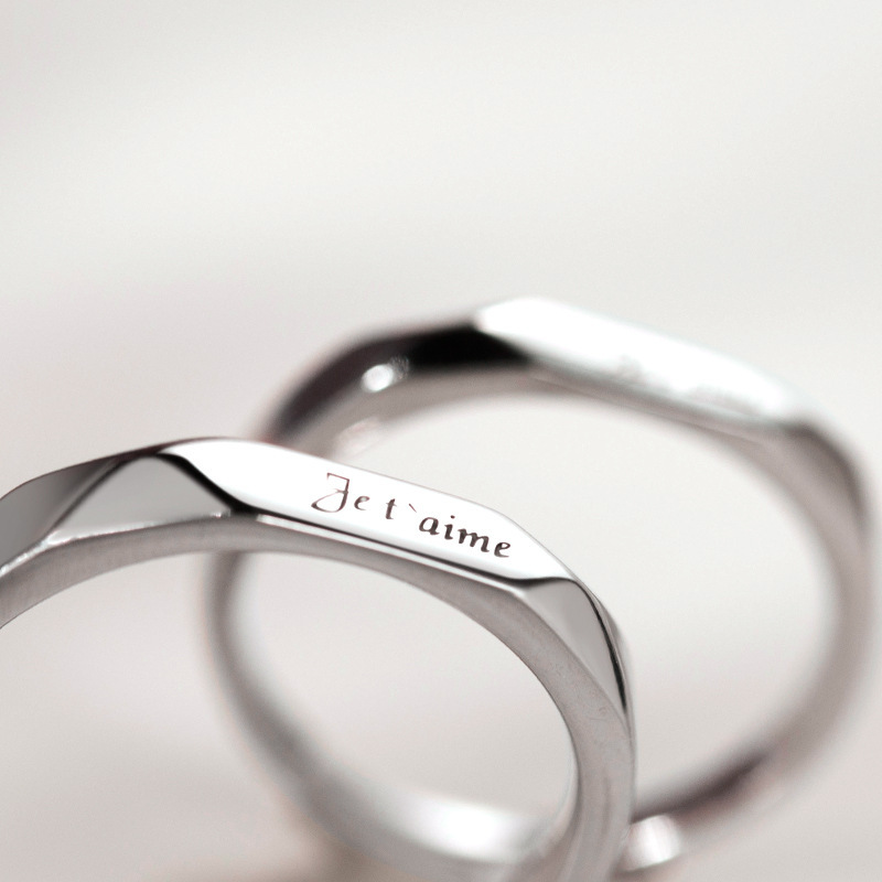 S999 Pure Silver Couple Rings Adjustable Pair