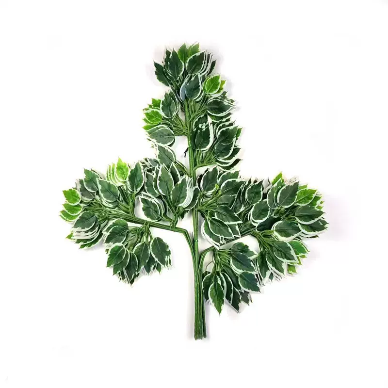 仿真榕树枝枫叶枝手感过胶塑料榕树枝绿色植物叶子假树枝园林装饰