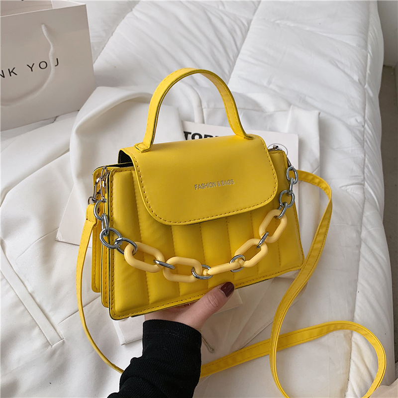 Bag Women 2021 Summer New Women's Bag Fashion Embroidery Thread Thick Chain Shoulder Bag Tide Messenger Small Square Bag Foreign Trade Bag