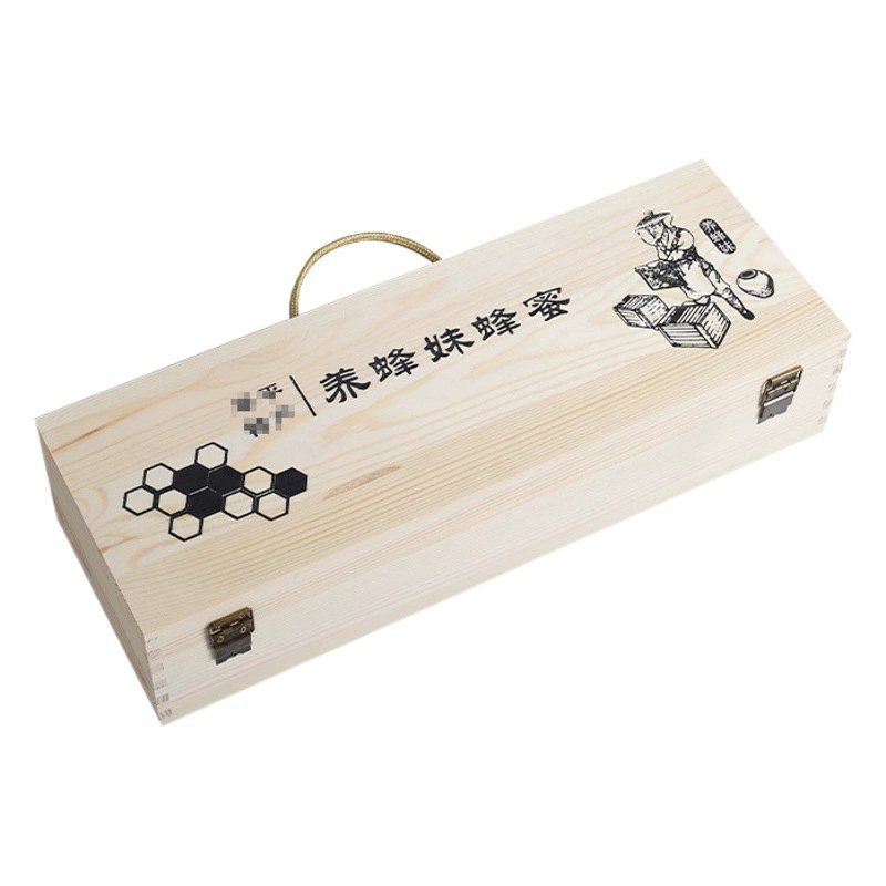 Деревянная коробка для меда Подарочная упаковка Новогодняя Подарочная коробка для меда Деревянная портативная сосна