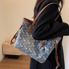 大容量包包女秋季百搭2023新款時尚休閒單肩包質感上課通勤托特包