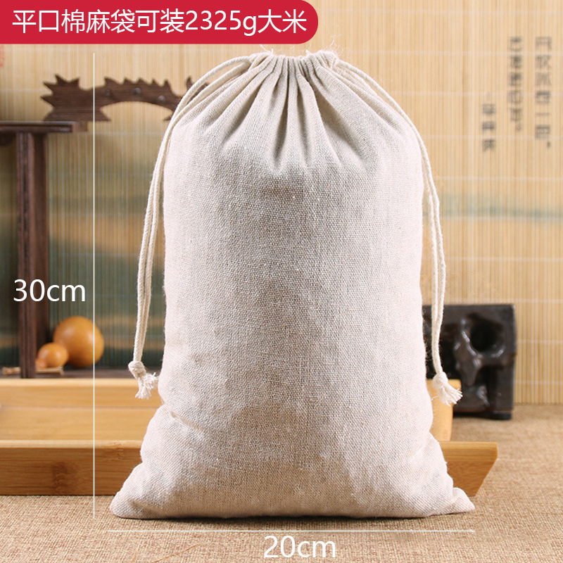 Cuerdas de dibujo bolsillo de algodón de lino de boca plana bolsillo de almacenamiento de cubierta personalizado bolsas de tela de arroz y té bolsas de red blancas bolsas de polvo
