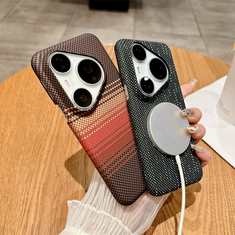Suitable for Huawei Pura80 Kevlar Magnetic Phone Case Xiaomi 15Ultra Carbon Fiber Xiaomi 14 Protective Case