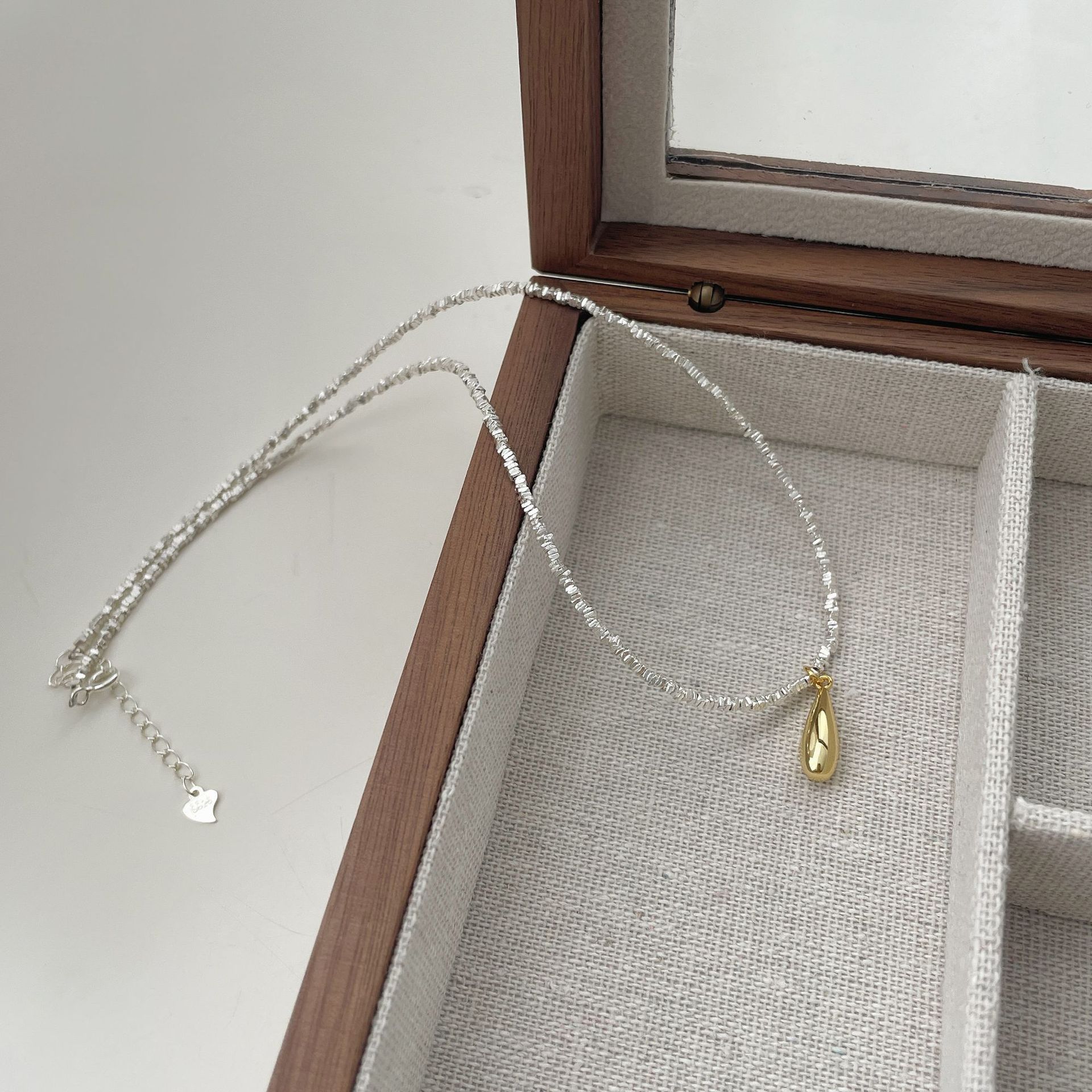 Glam Einfacher Stil Wassertropfen Sterling Silber Halskette Mit Anhänger In Masse display picture 3