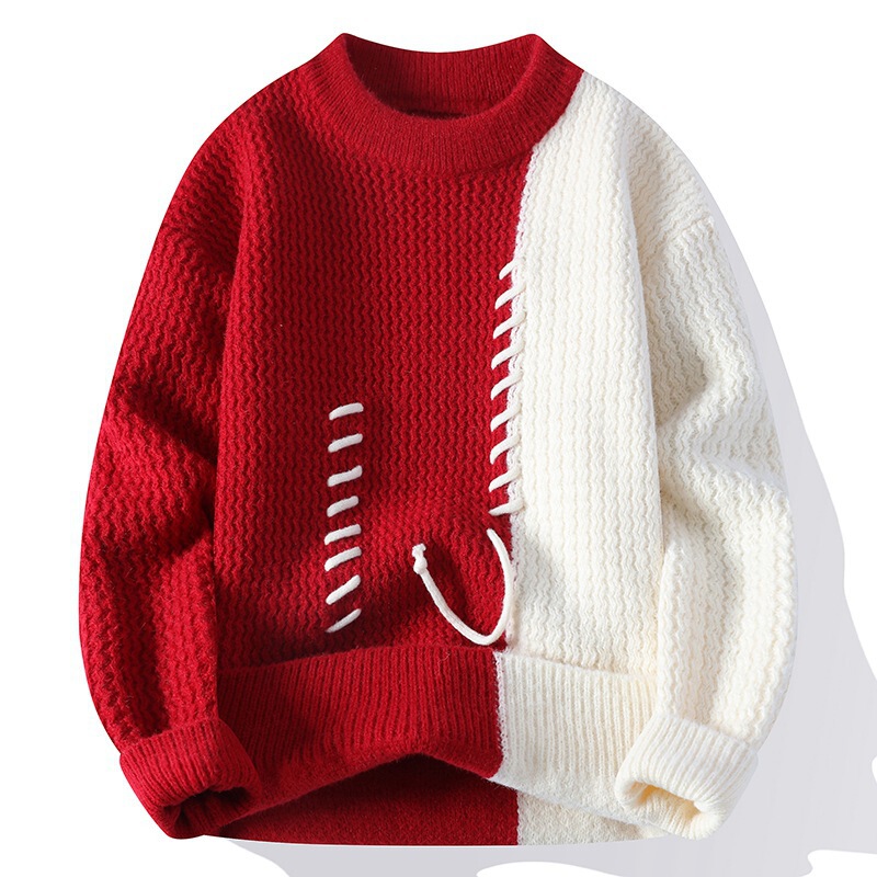 Men's Round Neck Knitwear 2025 Autum New Men's Clothing Youth Fashion Casual Comfortable Warm Color Matching Knitwear