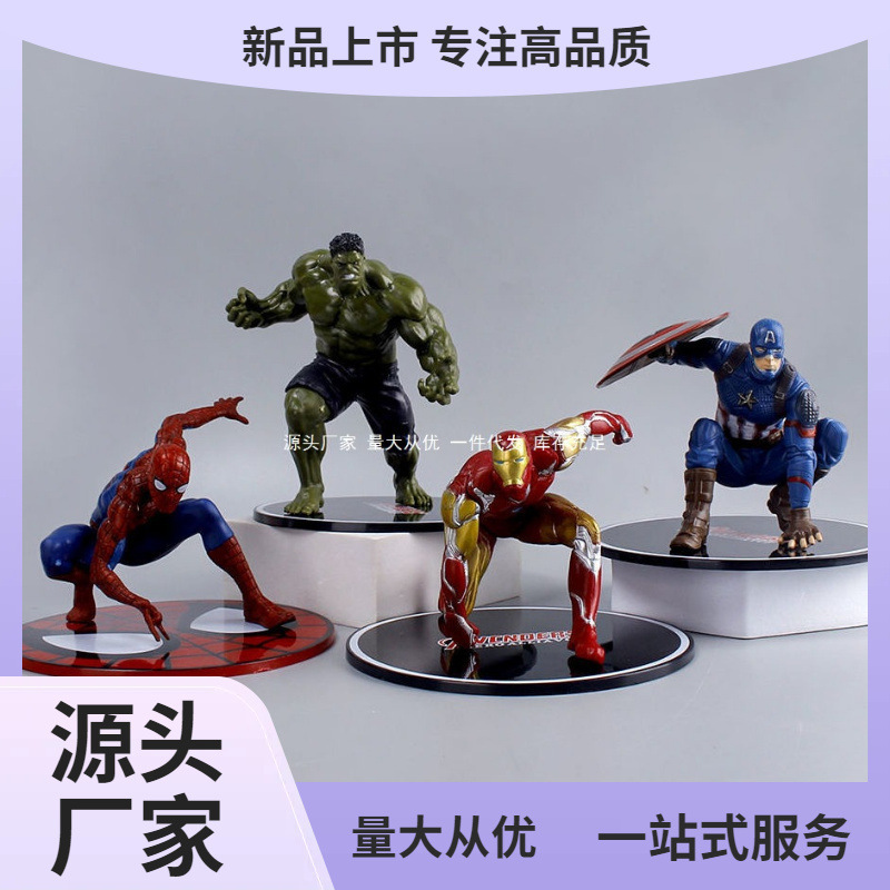 Veneno hecha a mano Avenger Spiderman Iron Man equipo de escritorio modelo de chasis de automóviles decoración muñeca