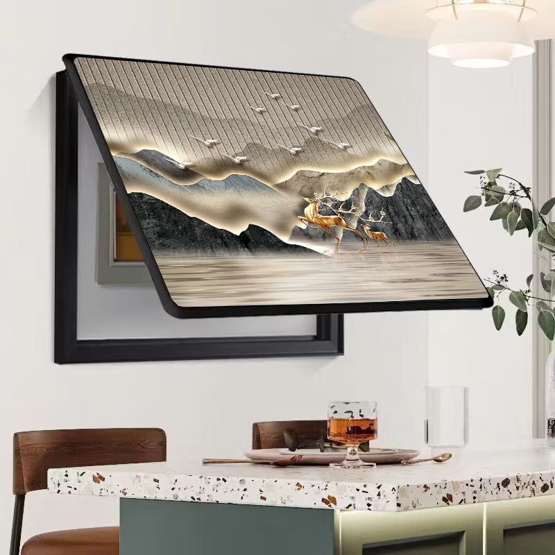 Caja de medidor, pintura decorativa, oclusión, caja de interruptor sin agujeros, caja de distribución, sala de estar, comedor, pintura de porcelana de cristal, simplicidad moderna, lujo ligero