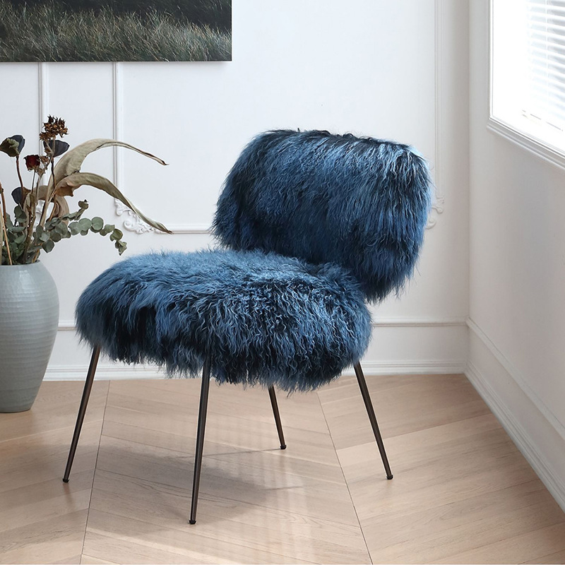 Italian light luxury long-haired sofa chair designer home bedroom living room wool chair Baxter leisure single chair