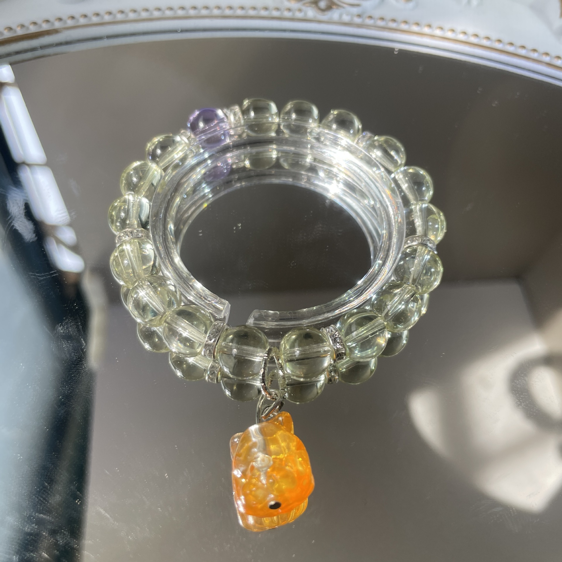 S244-라이트 토파즈 여우 유리 팔찌#SZ860용