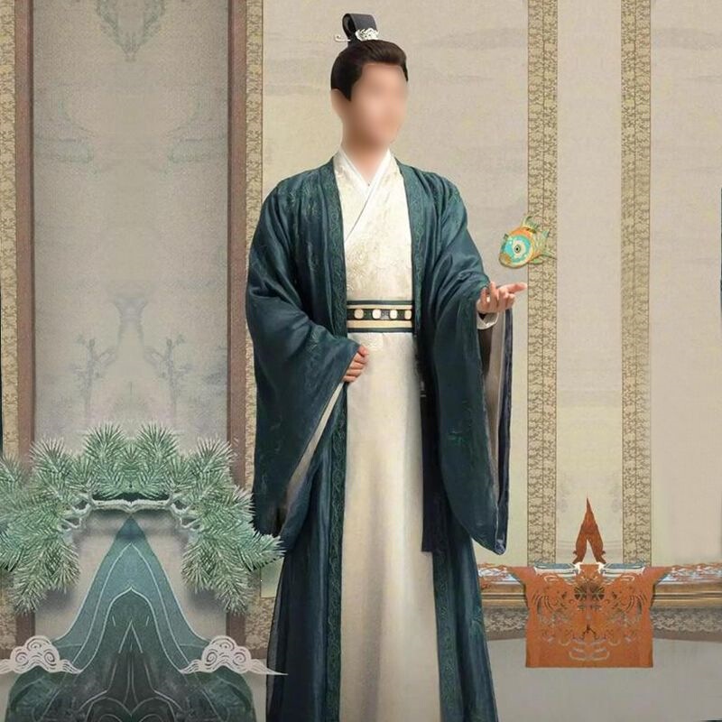 Song Dynasty and Tang Dynasty Round-Neck Robe, Ancient Costume for Men, Wei and Jin Style Regular Clothing, Scholar Hanfu, Minister, Nobleman, Young Lord