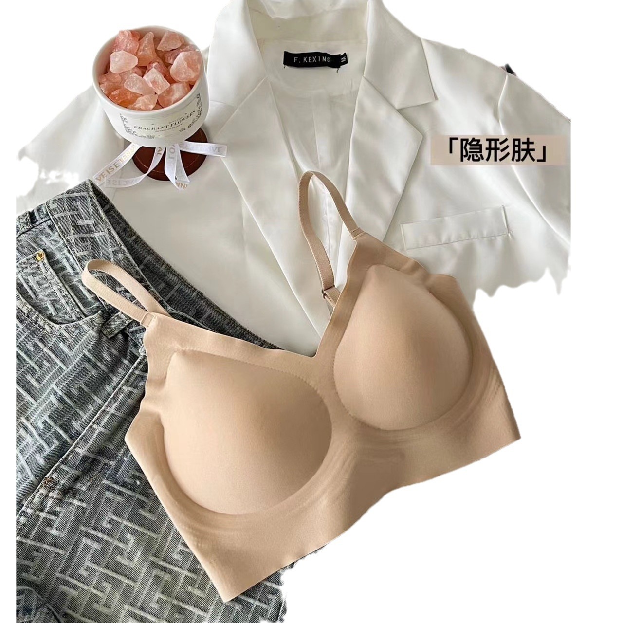 Tone de piel oscura invisible sin marca ropa interior de mujer pecho pequeño anti-prolapso contra el pecho colateral bra de copa delgada bra de tamaño grande