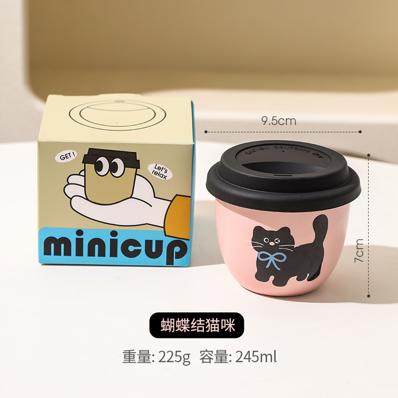 Taza de café con tapa de oficina pequeña taza doméstica de cerámica ins taza casual para dar a las chicas tazas lindas