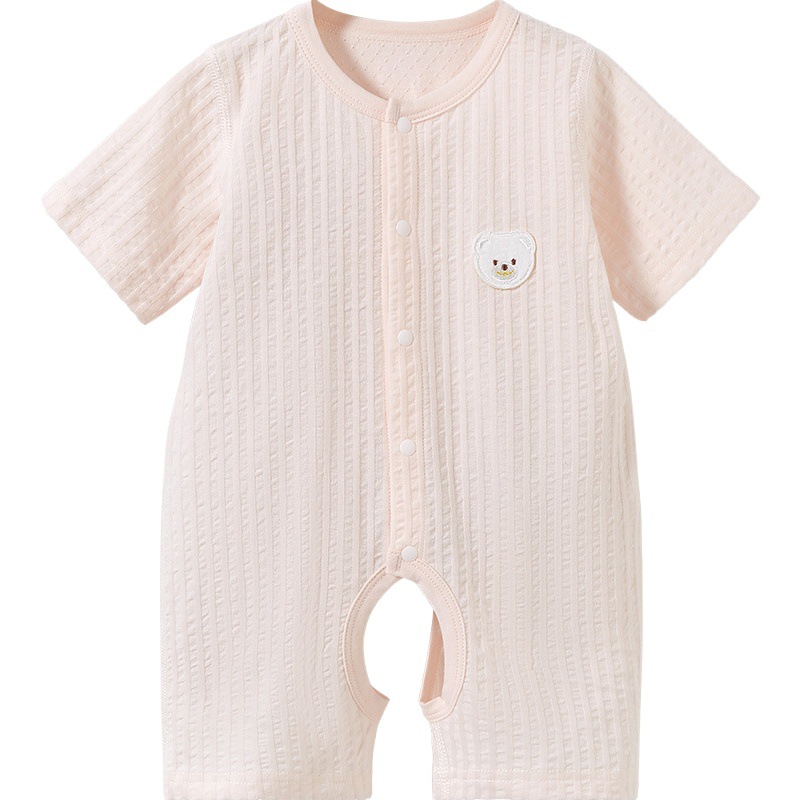 Pelele de verano para bebé, pijama de recién nacido con entrepierna abierta, conjunto de verano fino unisex, pelele de manga corta, traje para gatear, ropa de bebé