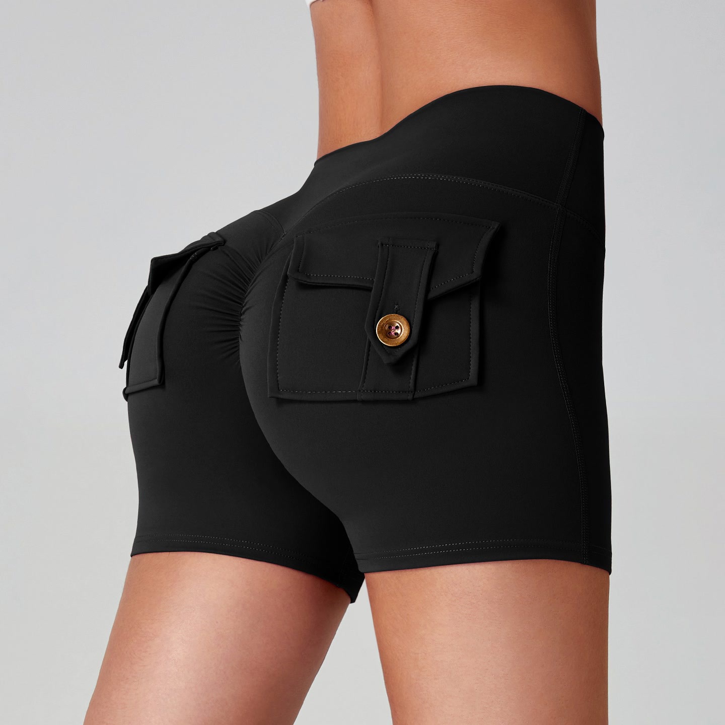 Pantalones cortos apretados transfronterizos, cintura alta, elástica, elevación de cintura, velocidad, secado, carrera, fitness, pantalones calientes