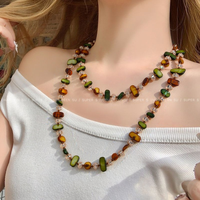 Niche Personality Bohemian Style Shell Beaded Long Woolen Chain Necklace Female Personality European and American Multi-Layer Cheongsam Chain