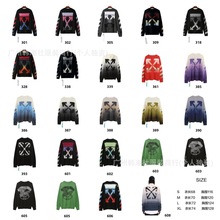 秋冬OFF马海毛毛衣渐变OW箭头印花男女宽松针织衫上衣跨境