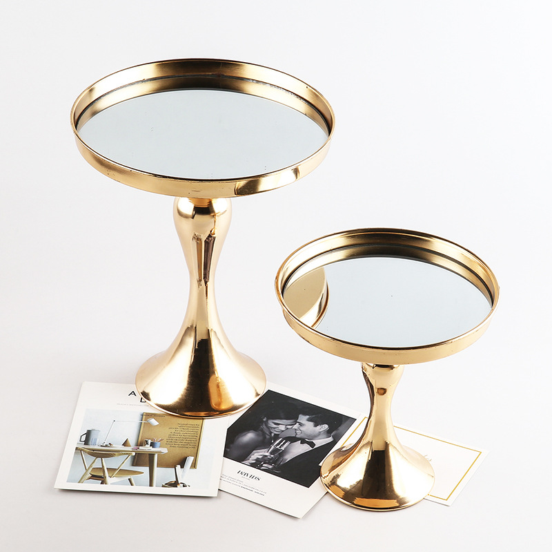 新款欧式铁艺蛋糕盘 美人鱼透明玻璃面蛋糕架 水果托盘婚庆摆件