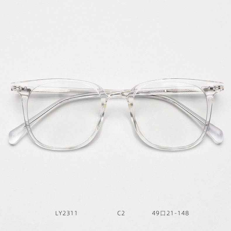 New Student Artistic Myopia Glasses Frame Unisex Popular Online Style Plain Square Acetate Temples_voghion.com