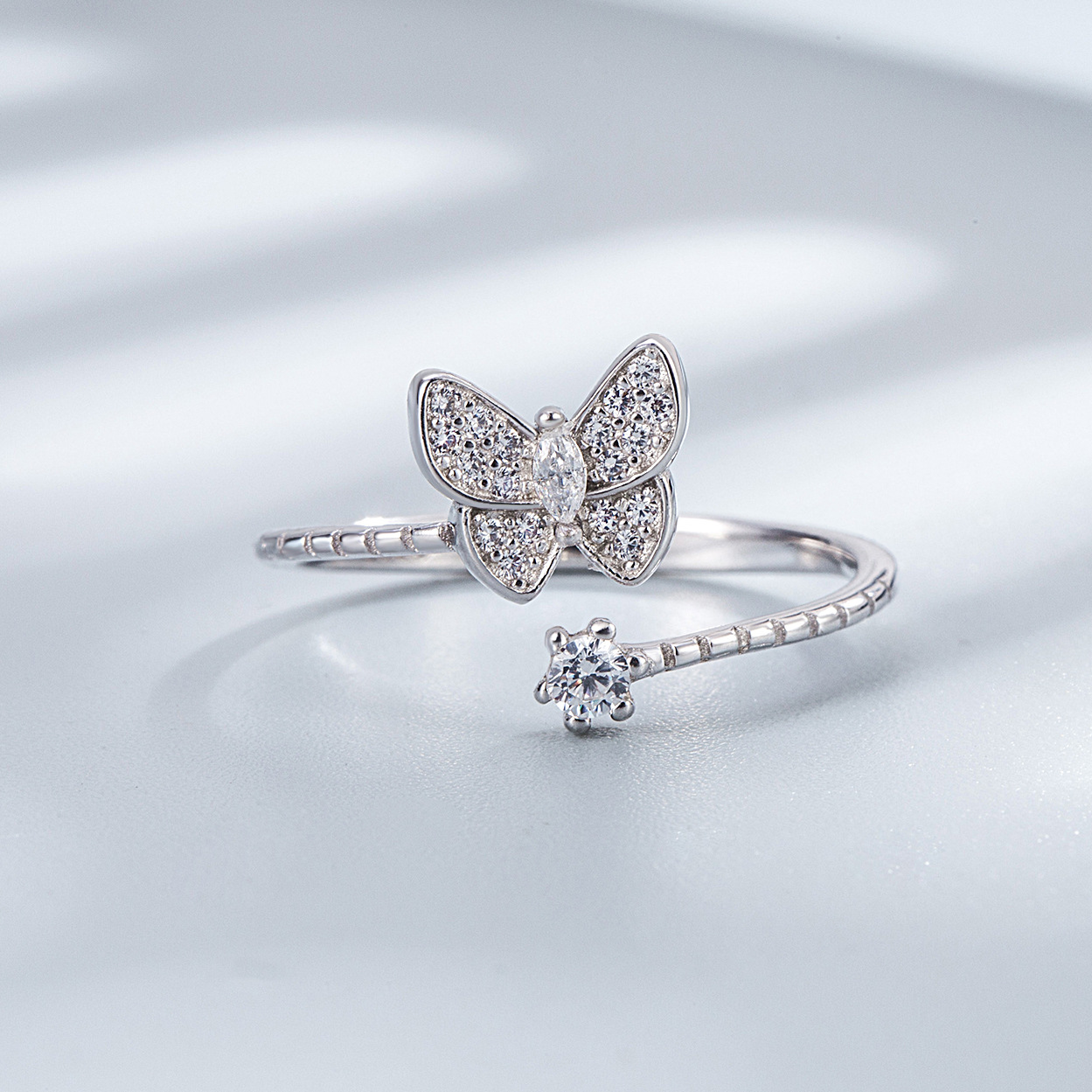 Butterfly Pattern Women's Gender 925 Sterling Silver Butterfly Open Rings 925 Sterling Silver Rings