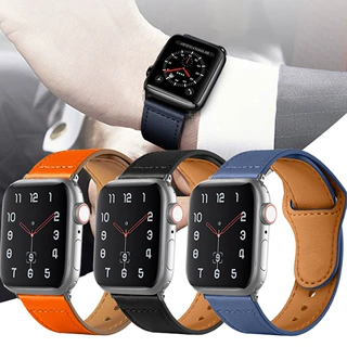 适用于苹果手表Apple Watch真皮革铆钉扣商务运动替换反扣表带