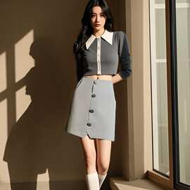 款号12338原单单排扣裙裤2025新款女装时尚百搭后口袋设计短裤裙