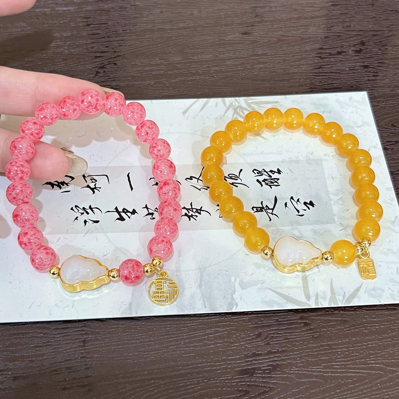 Hermano suave pulsera rosa de fresas mujeres nuevas lujosas nichos cuentas de calabaza joyas de mano