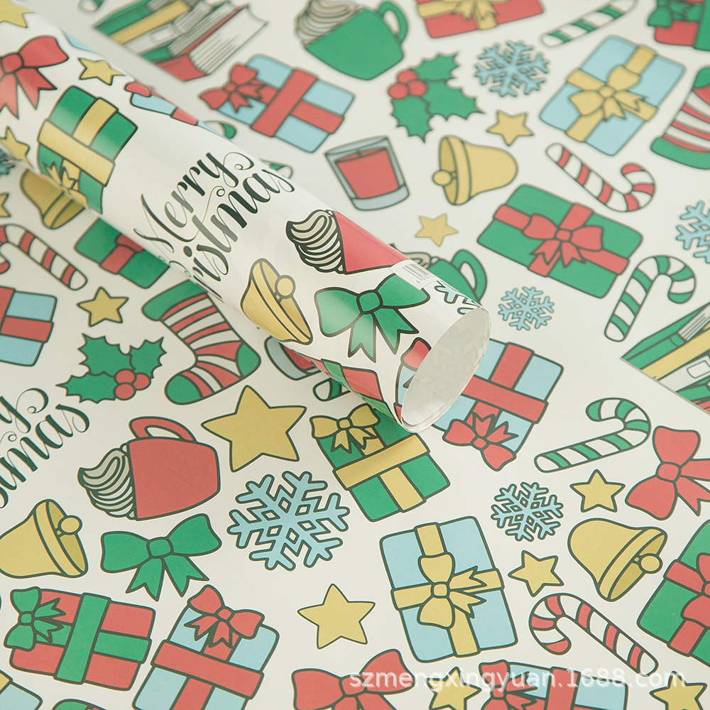 80g nueva decoración de Navidad regalo caja de regalo papel de embalaje DIY papel decorativo cubierta de libro de Corea del Sur papel de color de dibujos animados