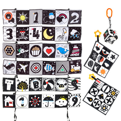 0-3 Infants black and white Bed around Cloth book baby bb Cloth book Shredded Saliva towel Stroller Pendant