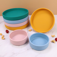 Creative silicone Western food disc colorful flat dish salad plate microwave breakfast plate baking plate set