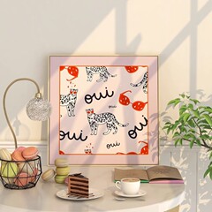 Nordic INS-style fresh and clean living room decorative painting bedroom bed hanging painting pink leopard standing display wall art