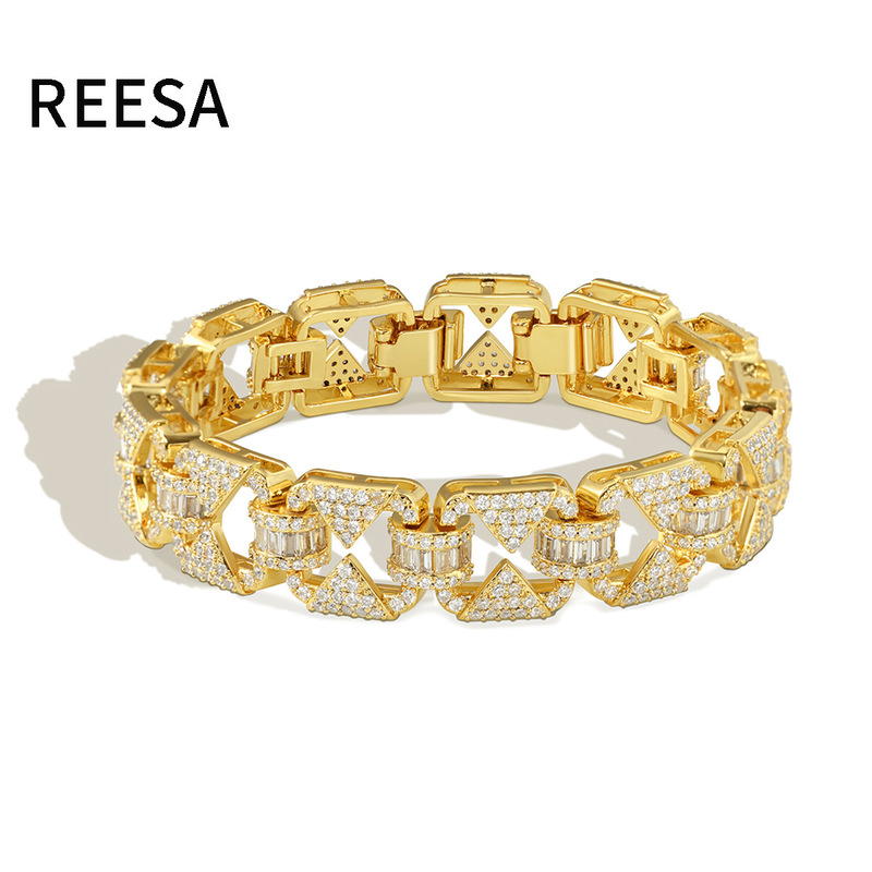 Cross-border jewelry European and American hip-hop bracelet personality Tide brand zircon men's bracelet High sense accessories Cuban chain wholesale