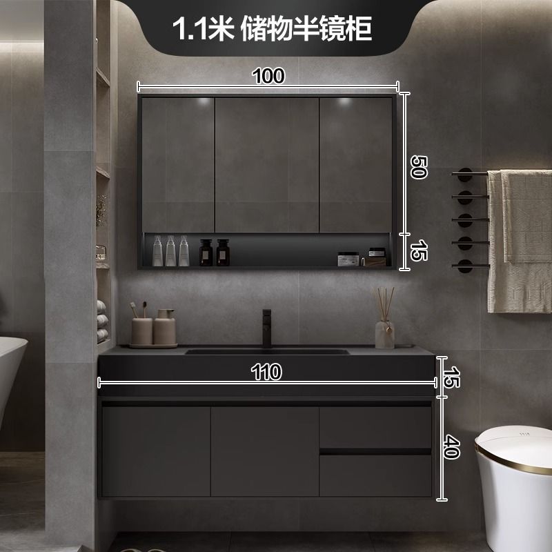 Gabinete de baño combinación cuenca nano integrado luz inteligente lavabo de lujo lavabo mesa de lavado lavabo mueble de baño