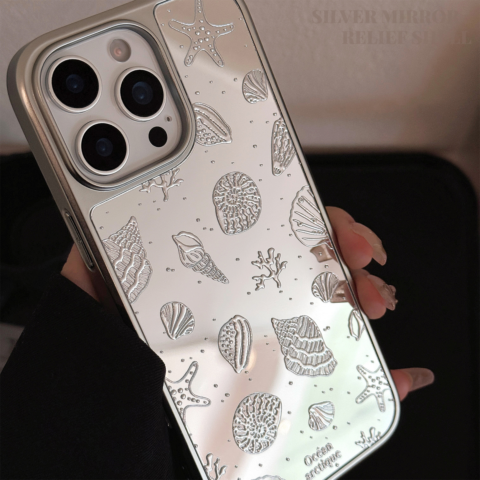 Funda para iPhone 17 con baño de oro electroplacado, diseño de estrella de mar, superficie de espejo, alta gama, rígida, compatible con Apple 16 Pro Max y 13/12