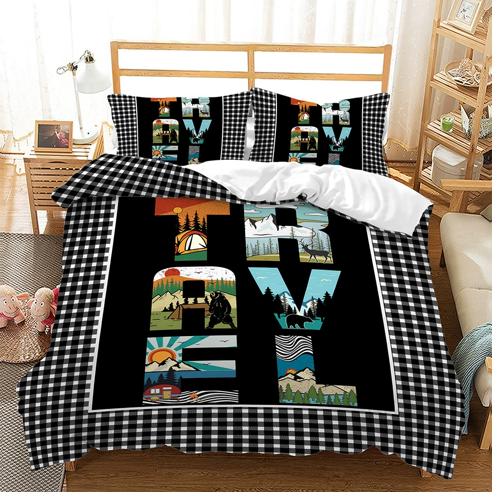 RV for traveling, set, digital duvet cover, pillowcase, 3 piece set, Amazon, for import, 3D, bedding