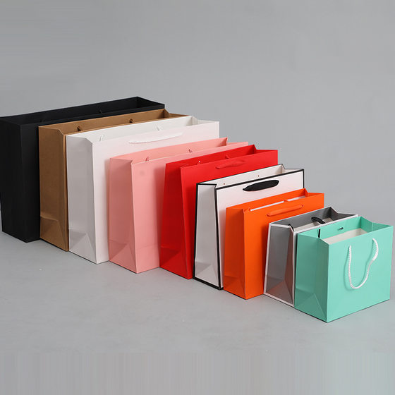 Kraft paper handbag Christmas packaging white cardboard gift bag gift clothing store clothes women's paper bag logo printing