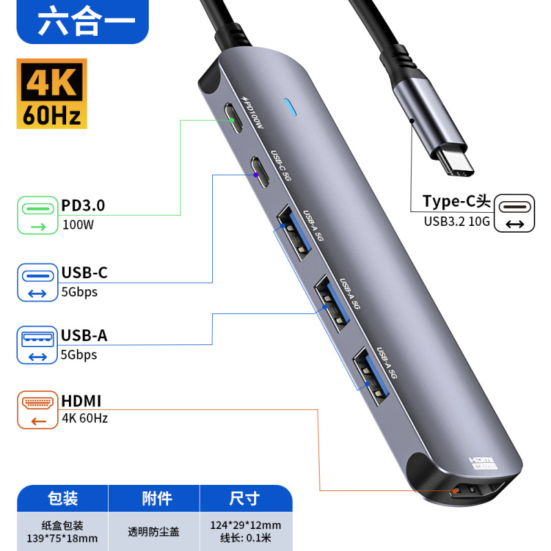 十合一Type-C扩展坞 双路HDMI4K60Hz 三屏异显拓展坞usb3.0集线器|undefined
