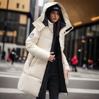 跨境批发秋冬加厚外套大码连帽中长款棉服连帽袖标工作服棉衣女