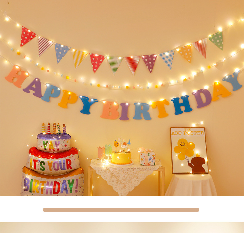 Birthday Banner Set For Childrens Party Decorations And Flags_voghion.com