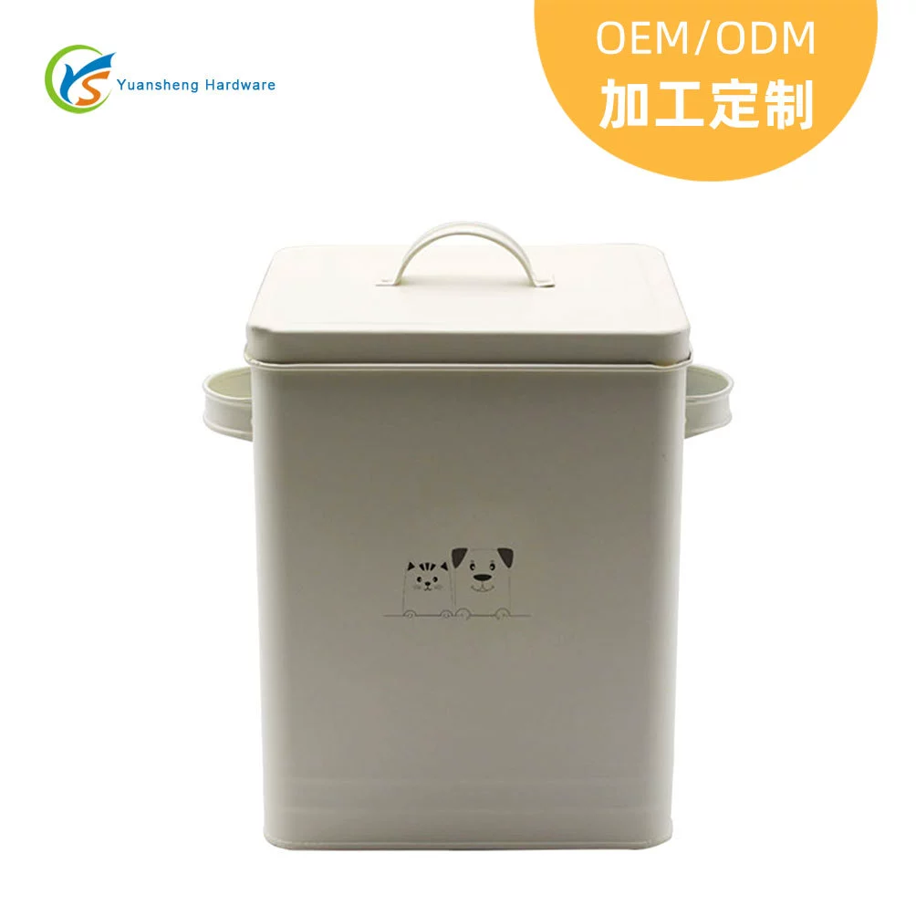 Оцинкованное железо для кошек и собак может с крышкой Двойная ручка металлическое герметичное ведро для хранения домашнее ведро для собачьей еды банка для хранения