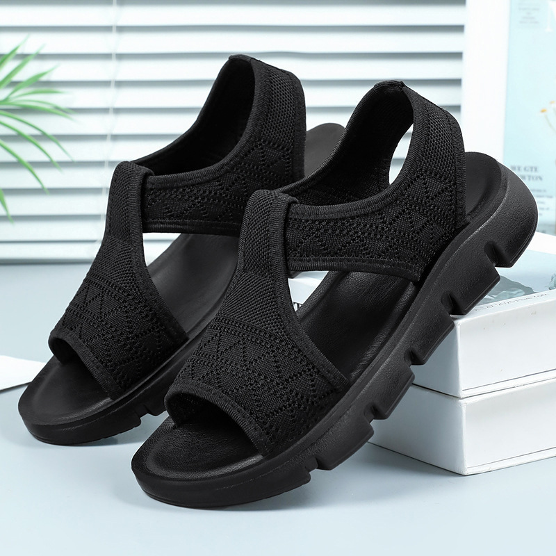 Zapatos de mujer verano nuevo tela transpirable sandalias zapatos transfronterizos al por mayor de poliuretano ligero fugas de dedos fríos zapatillas de mujer