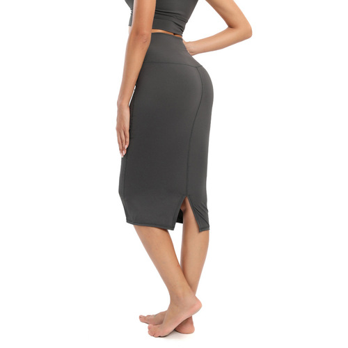 Summer New Style Lulu Yoga Pants Skirt for Women High-Waist Booty Lifting Slit One-Step Skirt Slimming and Figure-Shaping Versatile Half-Skirt