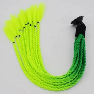 helmet small braid wig motorcycle Motosiklet dəbilqələri - dark-green-light-green-stitching