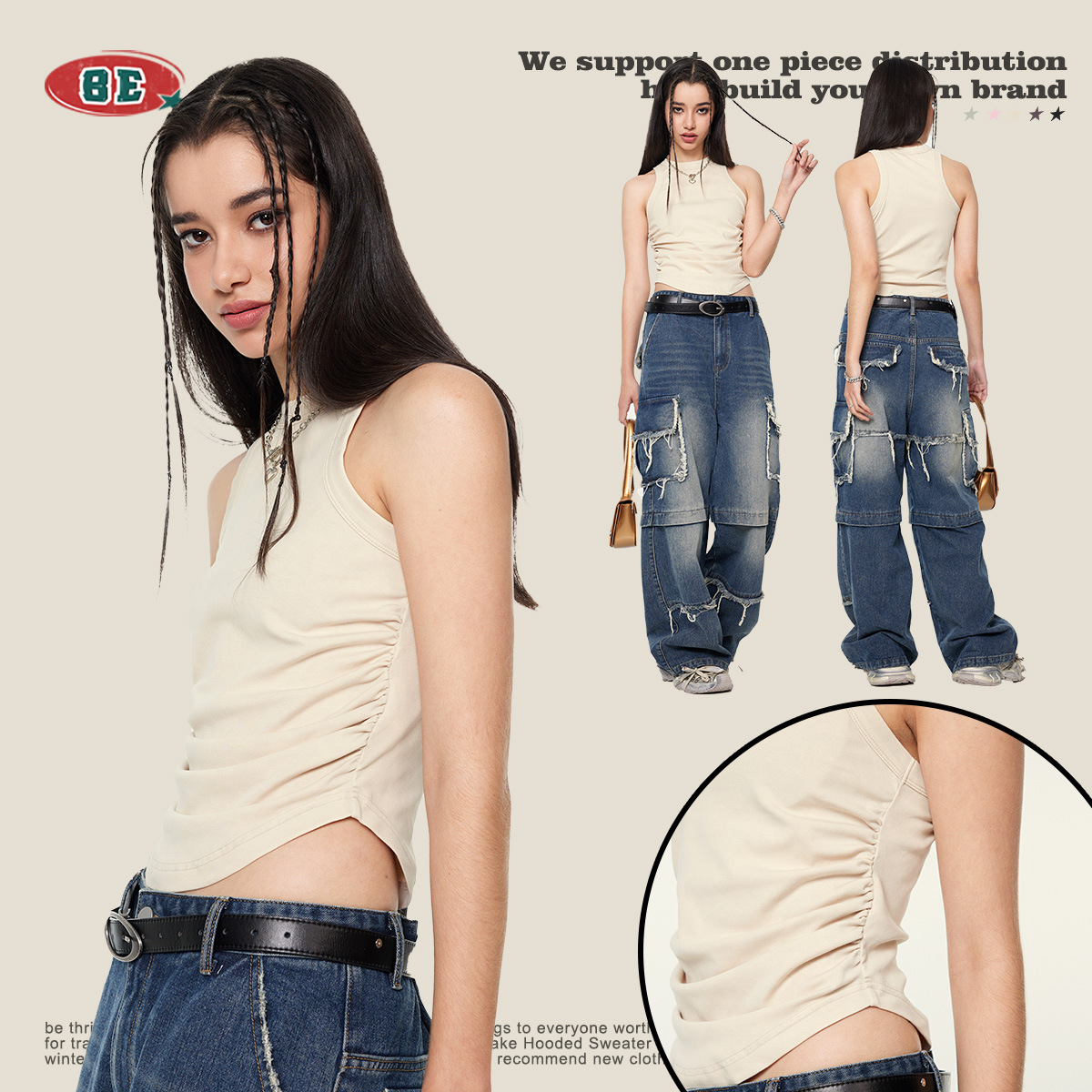 Se trata de ropa de mujer| 2025 primavera y verano nuevo chaleco sexy puro deseo plegado estilo americano callejera de chicas calientes ropa de mujer