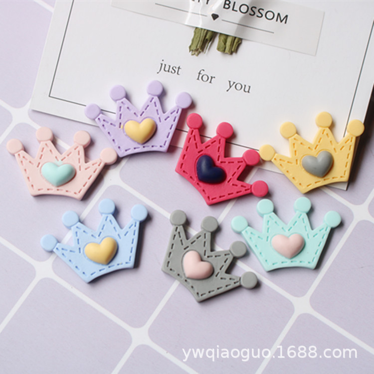 Imitation Fabric Resin Frosted Matte Crown Hair Accessories Rubber Band Jewelry Accessories Stationery Baby Ink Pad Material