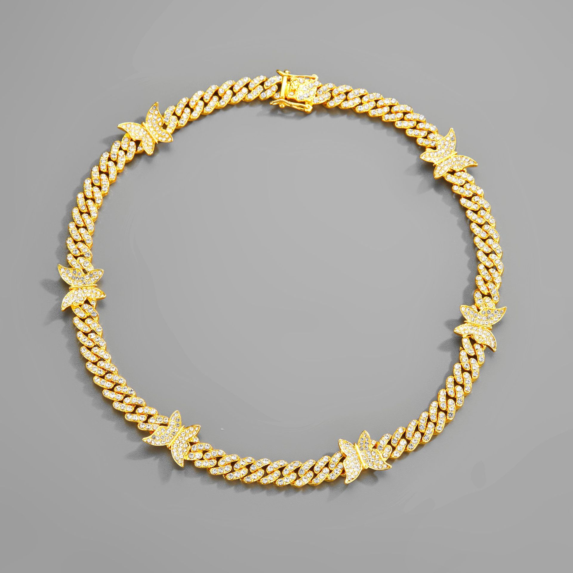 Fashion Butterfly Alloy Inlay Rhinestones Unisex Necklace 1 Piece