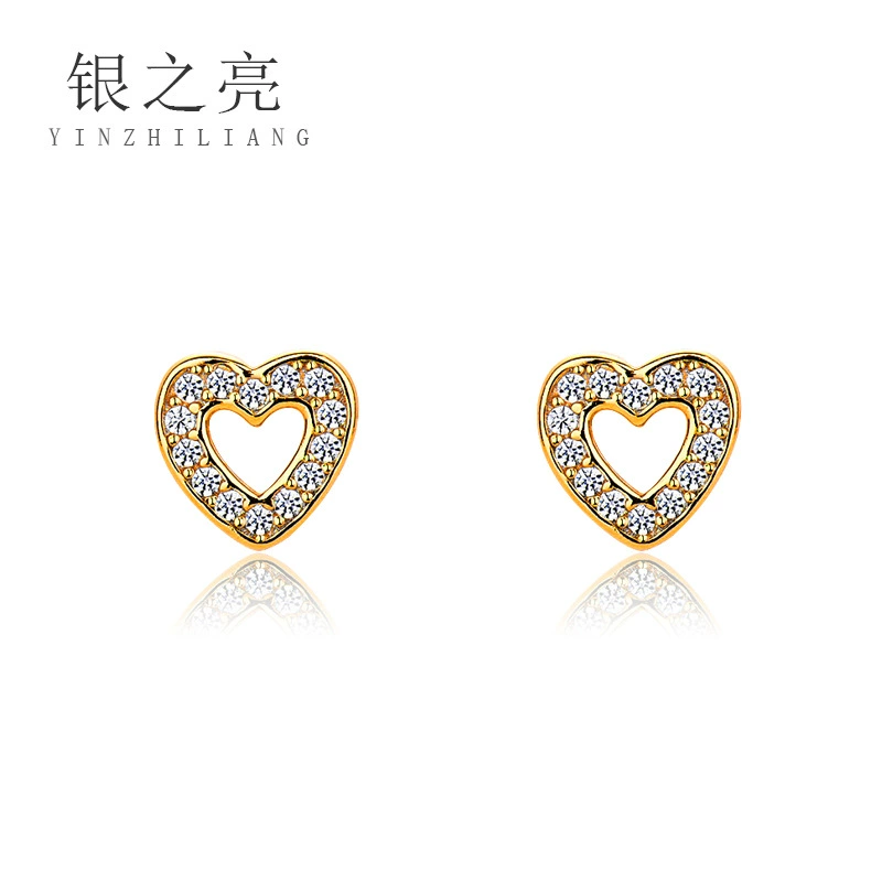 Accessory, creative trend earrings with zircon, silver 925 sample, internet celebrity