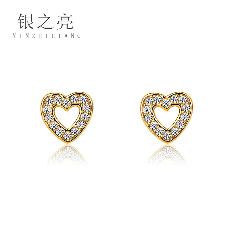 Accessory, creative trend earrings with zircon, silver 925 sample, internet celebrity