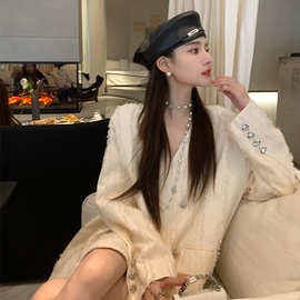 高级小众设计感爱心扣羽毛流苏西装春秋2026外套女气质名媛风上衣