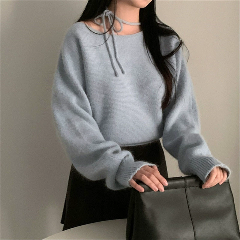 Модный вязаный свитер, французский стиль, свободный крой, oversize